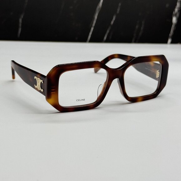 NEW CELINE CL50155I 053 GEOMETRIC HAVANA BROWN EYEGLASSES CELINE - Picture 1 of 10